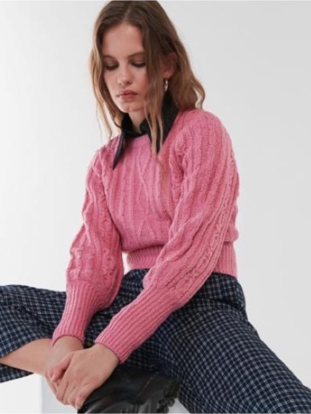 Urban Outfitters Pink Chloe
Cable Knit Sweater
